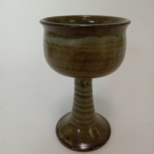 Vintage Pottery Goblet Goyer Bonneau Quebec Pottery 1980s Rustic Brown Canada - Picture 3 of 16