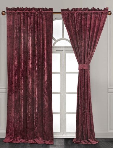 Chezmoi Collection Lux Velvet Curtains Set Rod Pocket Drapes, Set of 2 Panels - Picture 21 of 31