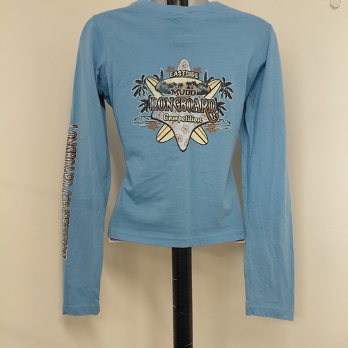 Y2K Mudd Surf Strand Shirt Junior Größe Small Blau Langarm Cropped Rundhalsausschnitt.  - Bild 5 von 16