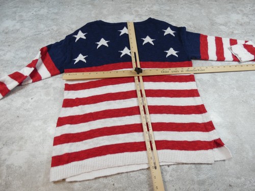 Talbots Pullover Damen Medium Pattie blau USA Flagge Leinenmischung weicher Pulli - Bild 5 von 10