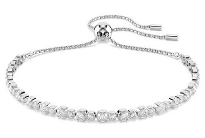 Swarovski Matrix Tennis Bracelet Mixed Round Cuts, White, Rhodium Plated Finish