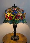 STUNNING Vintage TIFFANY STYLE Table Lamp Elaborate Shade Stained Glass 23"🌹