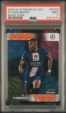 2022/23 Stadium Club Chrome Kylian Mbappe Beam Team Black /10 Refractor SSP PSA 