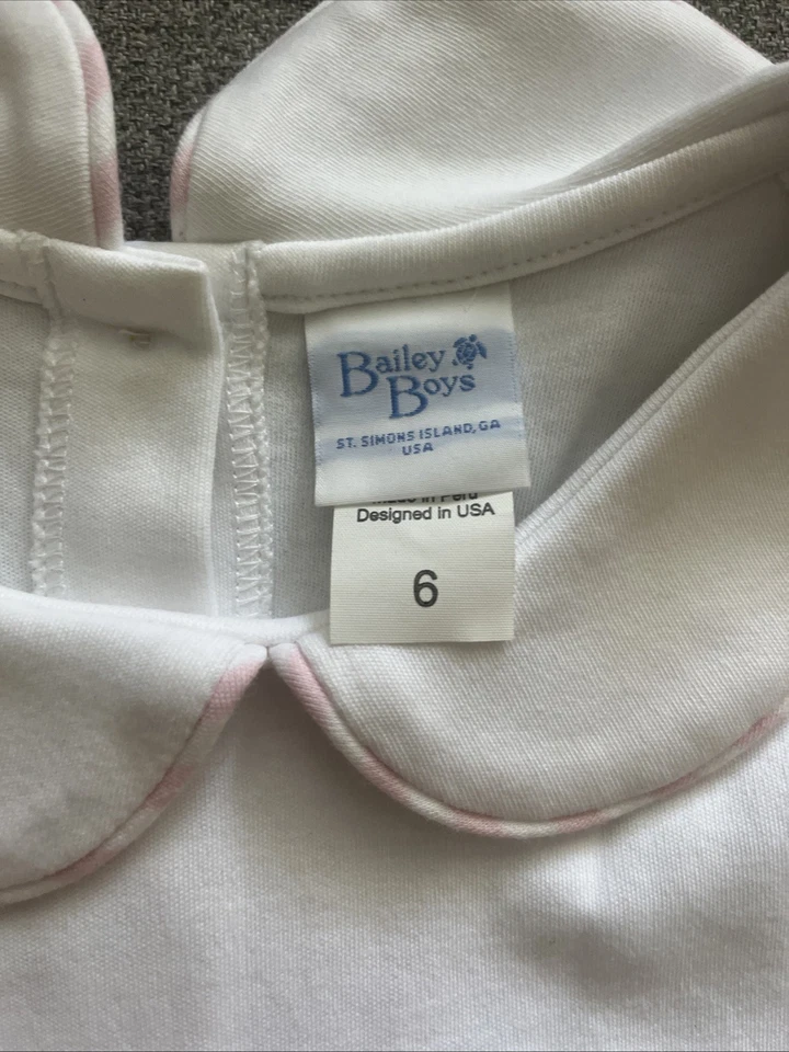 Vestido Bailey Meninos Meninas Tamanho 6 Rosa Branco Listrado Algodão Sem Mangas - Imagem 2 de 3