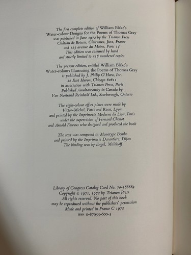 Water Colours by William Blake Illus. Poems By Mr. Gray, New Edition, 1972 RARE - Picture 5 of 5