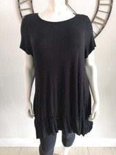 Shop Basic Tiered Ruffle Hem Short Sleeve Black Tunic Dress Women's Size 2XL
