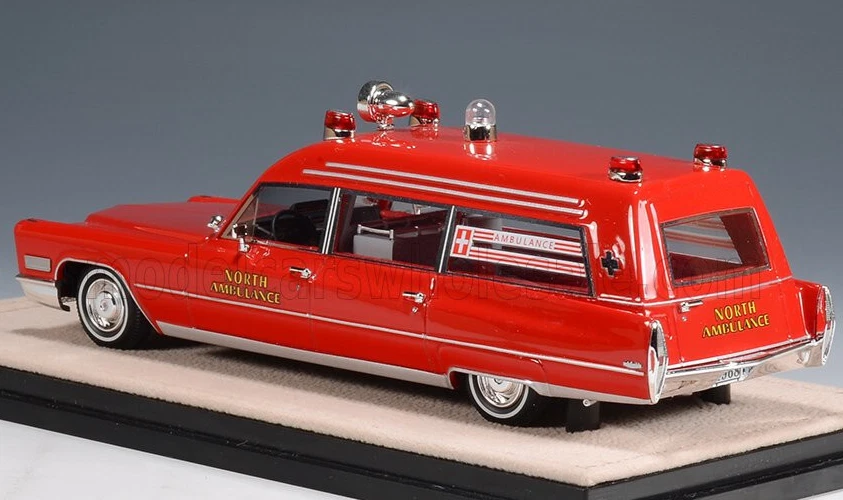 Maravilloso coche modelo resina 1/43 Cadillac Miller-Meteor North Ambulancia 1968 - rojo Foto 3 de 4
