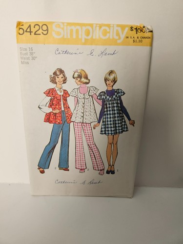 Simplicity 5429 Größe 14 oder Größe 16 Mini-Pullover, Kittel & Hose ungeschnitten 1972 - Bild 1 von 4