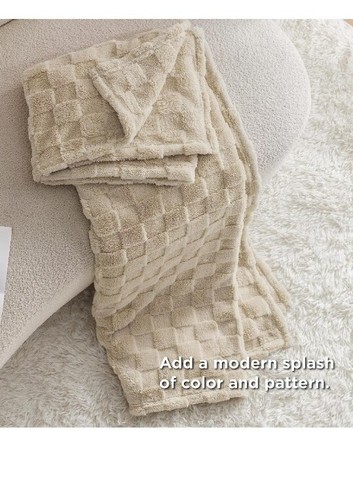 Light Brown Fleece Blanket Throw Lightweight Super Soft Cozy Luxury 50x50 New - Picture 3 of 4