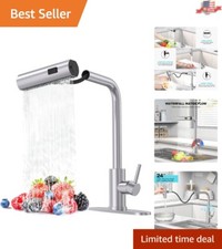 Elegant Brushed Nickel Kitchen Faucet with Pull Down Sprayer  High Flow Design