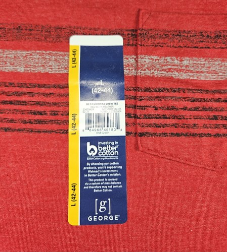 George Herren Größe Large Crew Tshirt rot Tasche neu mit Etikett - Bild 8 von 10