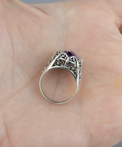 Sterling Silver Filigree Art Citrine Gemstone Women Cocktail Ring - Picture 4 of 67