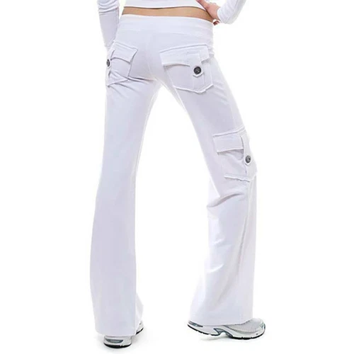 Damen Kampf Cargo lange Hose Hose Fitnessstudio Sport Freizeit lockerer Unterteil - Bild 4 von 30