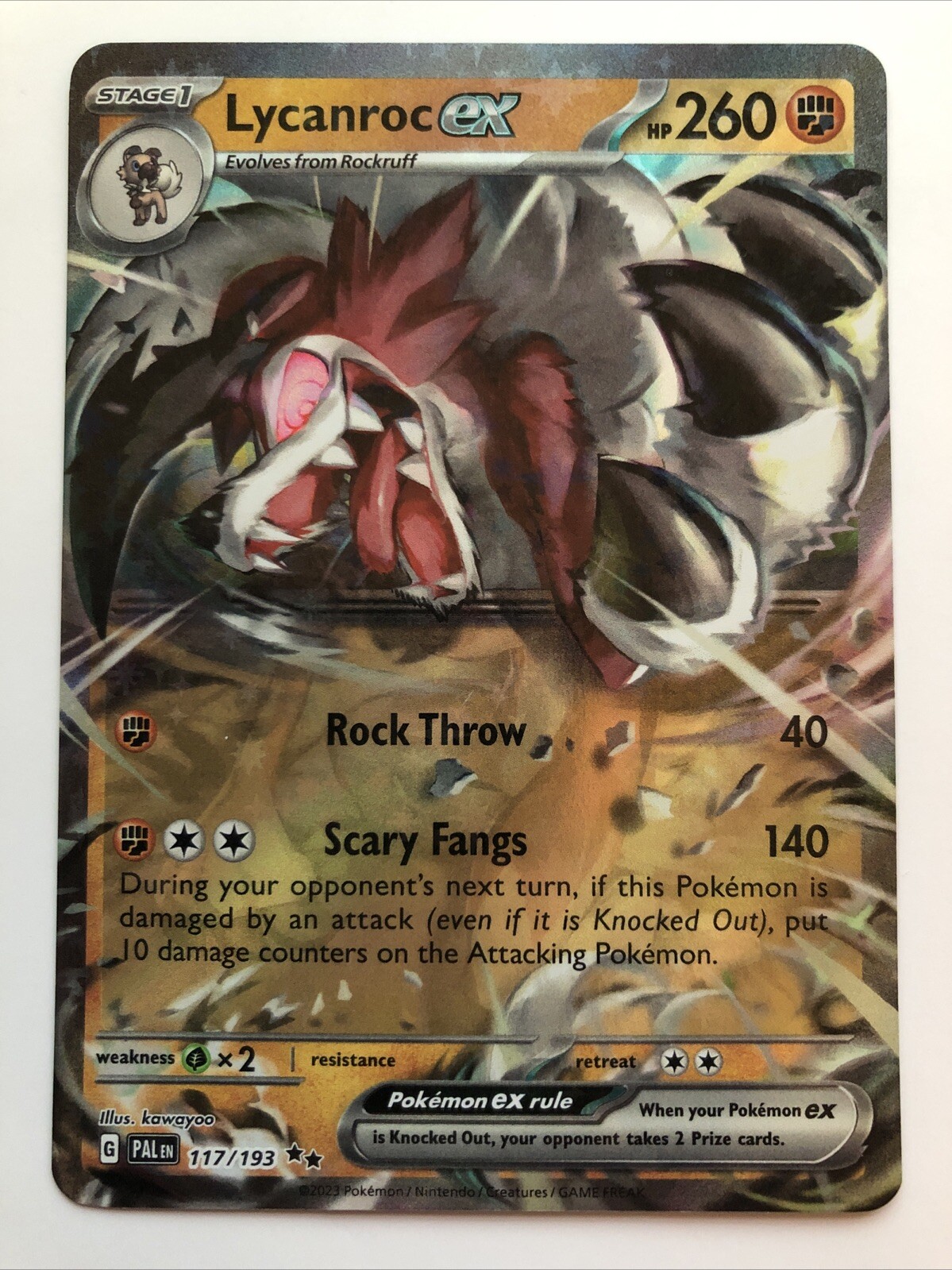 Pokémon TCG Paldea Evolved Lycanroc ex Double Rare 117/193 NM