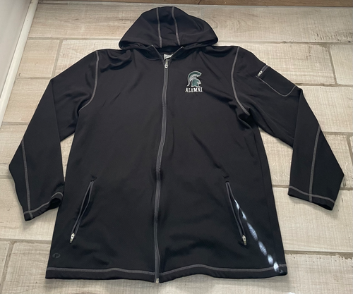 Embroidered Michigan State University Alumni full zip sweatshirt, black 2X XXL