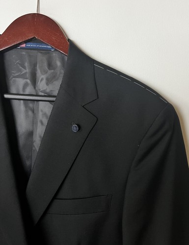 #322 Hart Schaffner Marx New York Fit Solid Black Suit Jacket Size 44 R - Picture 2 of 6