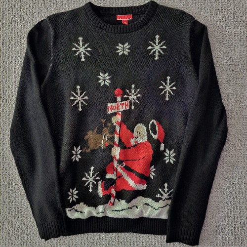 Santa and Reindeer on light up North Pole sweater Christmas Sweater - Picture 5 of 11