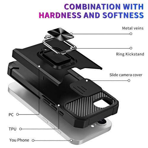 Robuste Handyhülle magnetischer Ringständer mit Kartenfächern & Objektiv für iPhone 16e - Bild 4 von 16