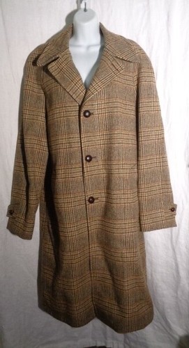 Mort Wallin Tailored Mantel Herren Wolle kariert Vintage 46 Brustumfang