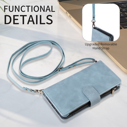Para iPhone 16 Pro Max 15 Pro Cremallera Cartera Bandolera Tarjeta Billetera Estuche Correa para Muñequera - Imagen 4 de 14