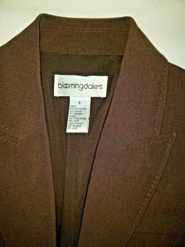 NWT Bloomingdale's Suit Blazer Jacket Gold Buttons Chocolate Brown - Picture 12 of 12