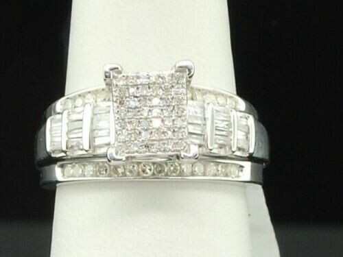 Damen .925 Sterlingsilber Lab Created Diamant Verlobungsring Braut Set - Bild 2 von 9
