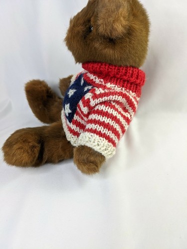 Ty Brown Baby Bear Plush 1992 Patriotic Sweater 11" Stuffed Animal Toy - Picture 3 of 10