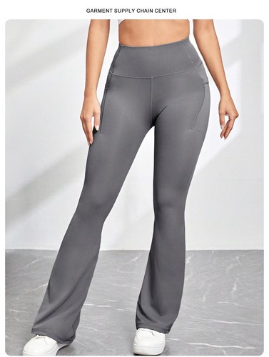 Pantalones de yoga para mujer Bootcut largos bootleg control de barriga pantalones acampanados con bolsillos - Imagen 3 de 24