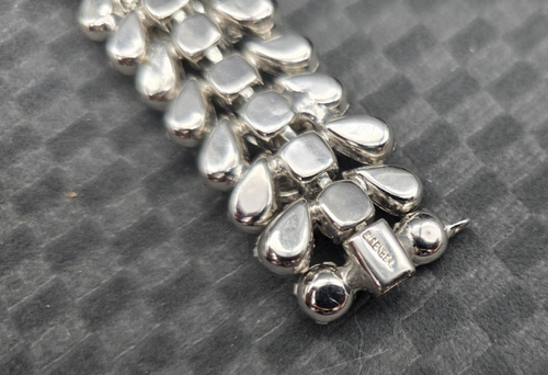 Pulsera Eisenberg vintage de diamantes de imitación en capas de 3 filas con cadena de seguridad anterior a 1955 - Imagen 9 de 9