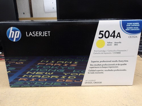 HP LASERJET 504A YELLOW TONER CARTRIDGE NEW OEM FACTORY SEALED (CE252A) - Picture 1 of 3