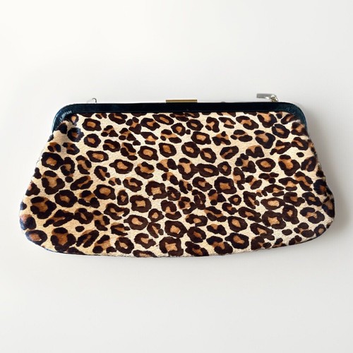 Talbots Leopard Print Mini Bag Purse Clutch Leather And Calf Hair Mob Wife - Picture 3 of 16