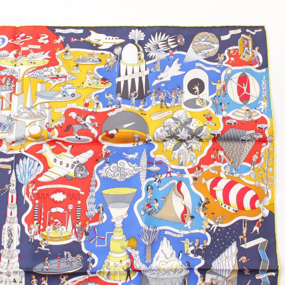 Auth Hermes Carre 90 Silk Scarf EXPOSITION UNIVERSELL MultiCollar(161406