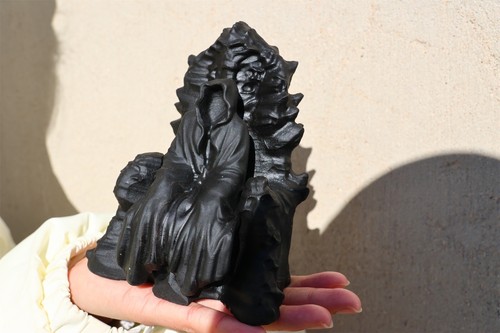 1.9LB Natural Obsidian Quartz throne Figurines Reiki Crystal Decor+sorcerer 1pc - Picture 5 of 22