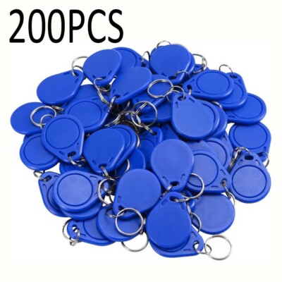 200Pcs 13.56Mhz 1K S50 RFID Proximity IC Card Token Tags Key fobs Keyfobs Blue