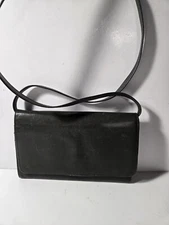 GH Bass Co Wallet Crossbody Leather Womens Green Full Grain Cowhide Bifold 8"