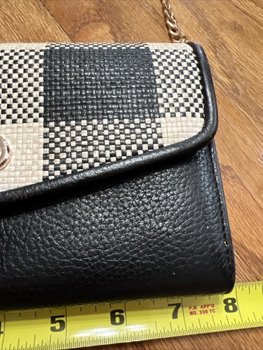 Portafoglio Kate Spade Marti pelle ciottoli Gingham tracolla K8005 cinturino catena nero - Foto 11 di 18