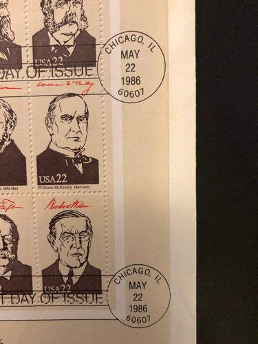 First Day Cover"US PRESIDENTIAL SERIES"1986 Sheet of 9 U.S.Postage Stamps - Picture 5 of 8