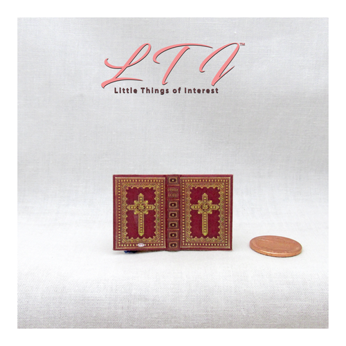 ALTAR MISAL *LIBRO ABIERTO* Libro Miniatura Casa de Muñecas Escala 1:12 Religión Misa Biblia - Imagen 3 de 5