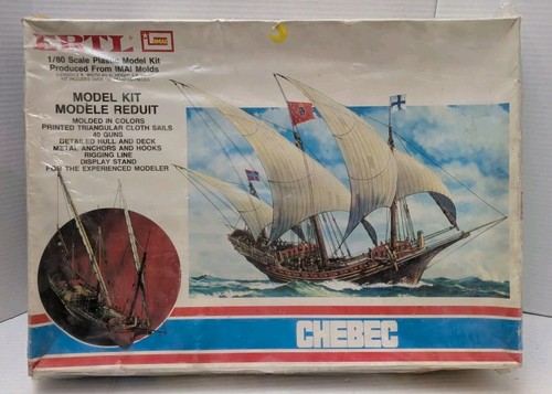 ERTL 1/80 scale plastic model Chebec three masted sailing ship with cloth sails - Picture 2 of 6