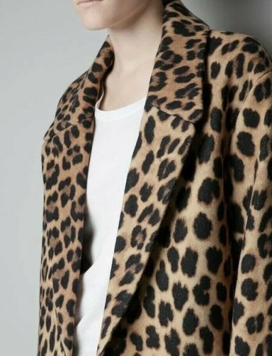 SALE £35~Stunning ~ Zara Bloggers Favourite Black/Animal Print ColourBlock Coat - Picture 2 of 5