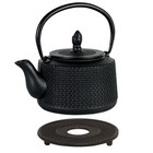 AVANTI Emperor Hobnail Cast Iron Tea Pot 750 ml Black BONUS TRIVET & STRAINER!