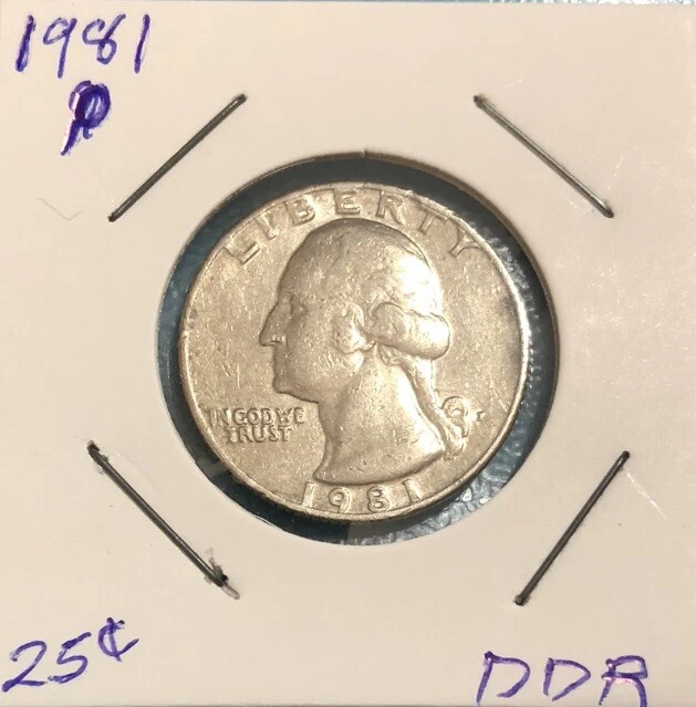 1981 P 25 Cent Washington Quarter Mint Error DDR RPM Circulated VF - Image 4 of 4