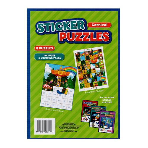 Carnival Sticker Puzzles – 4 Scrambled Sticker Puzzles and 2 Coloring Pages ! - Picture 2 of 7