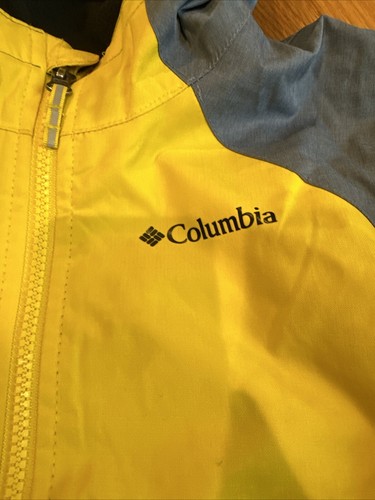 Columbia Boys Sz 8 Hooded Waterproof Jacket Fleece Lined Yellow Zip Up Play - Picture 4 of 11