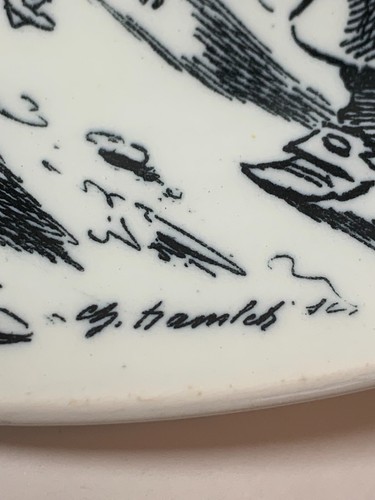 Creil & Montereau L'ADROITE PRINCESSE 8" Faience Plate France Black White - Picture 9 of 10