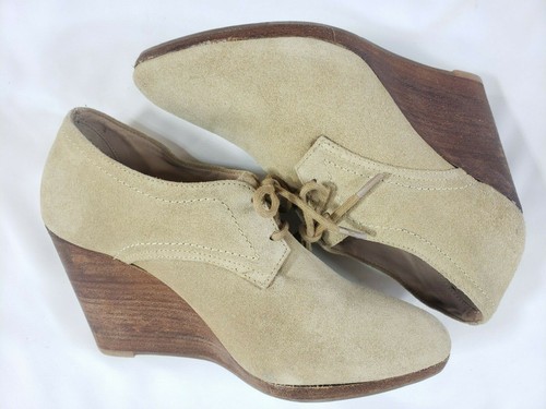 JACK ROGERS Suede Wedge Bootie Sz 8.5 Beige - Picture 8 of 12