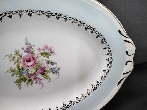 Vtg Homer Laughlin Eggshell Georgian Chateau oval plate gravy untertray roses - Picture 4 of 7