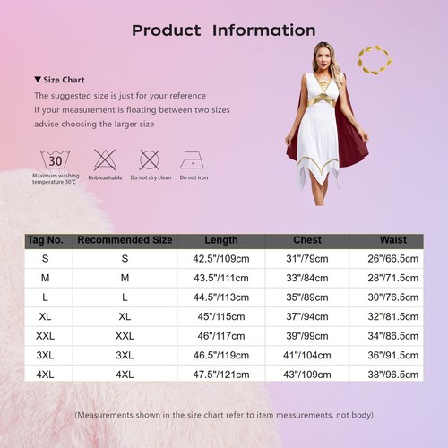 Damen Kleid Party Griechische Tunika Antike Performance Römer Lang Cape Ärmel Robe - Bild 53 von 59