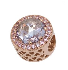 NEW Authentic PANDORA 14k Rose  Gold Sparkling Pave Pink Charm Pendant 781725LCZ