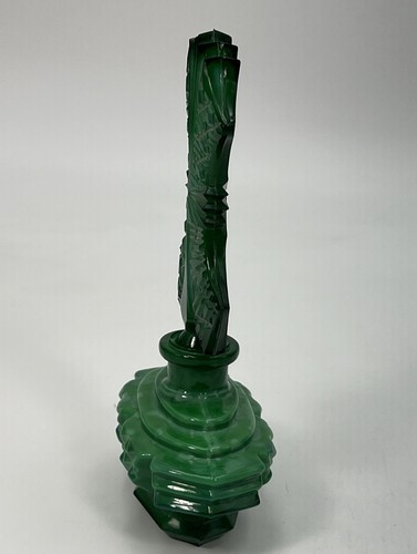 Original 1930s Ingrid Schlevogt Malachite Perfume Bottle Czechoslovakia stopper - Picture 4 of 12